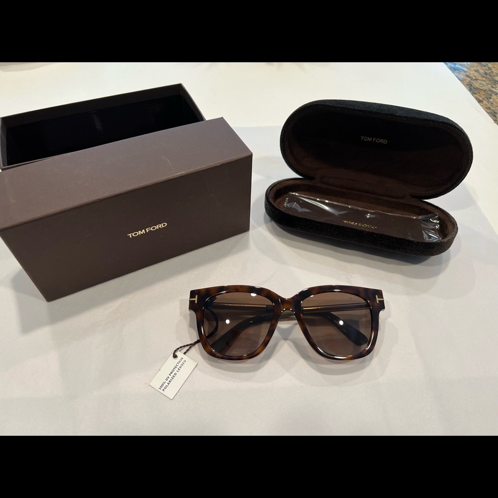 TOM FORD NWT Tracy Havana Brown Gradient Polarized Sunglasses